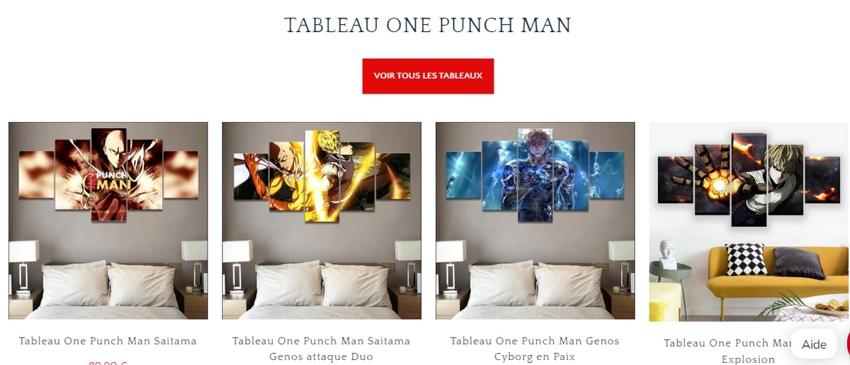 Illustration en image des Tableaux One Punch Man
