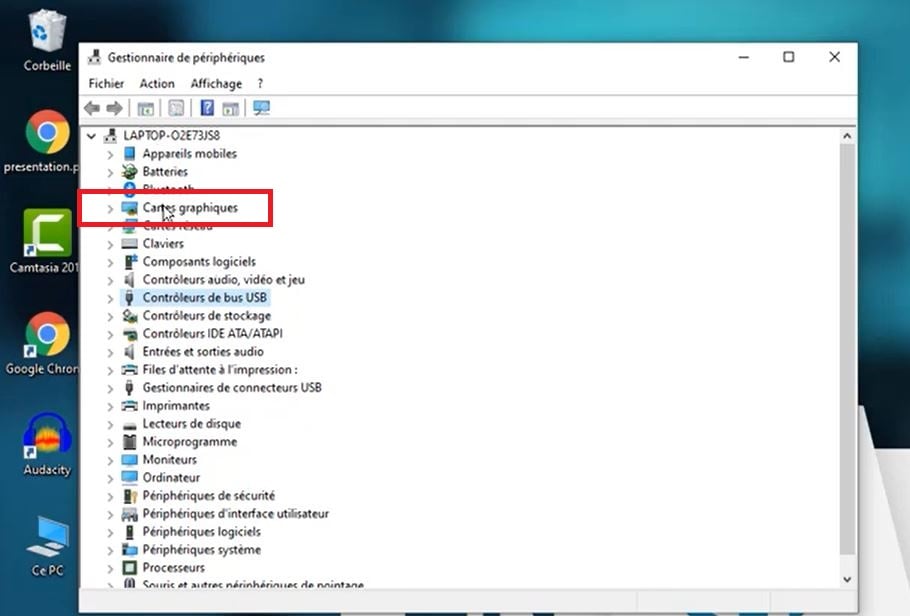 Выбор видеокарты в списке устройств Windows