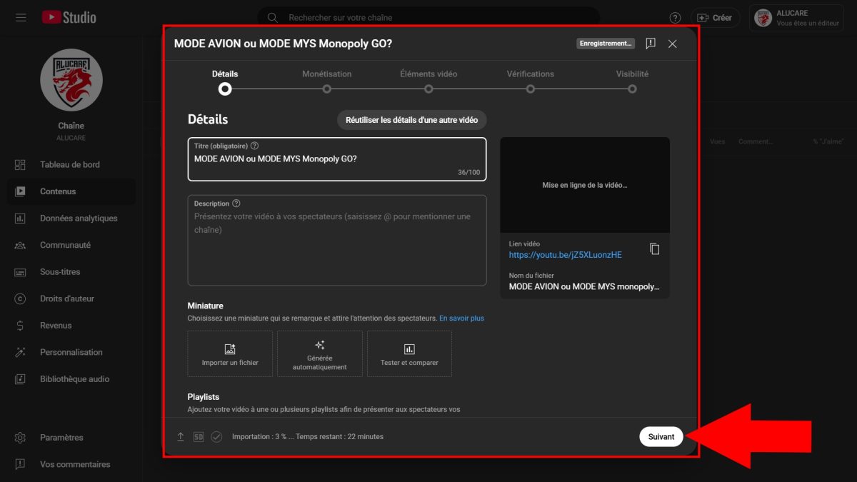 Inserting information about a YouTube video