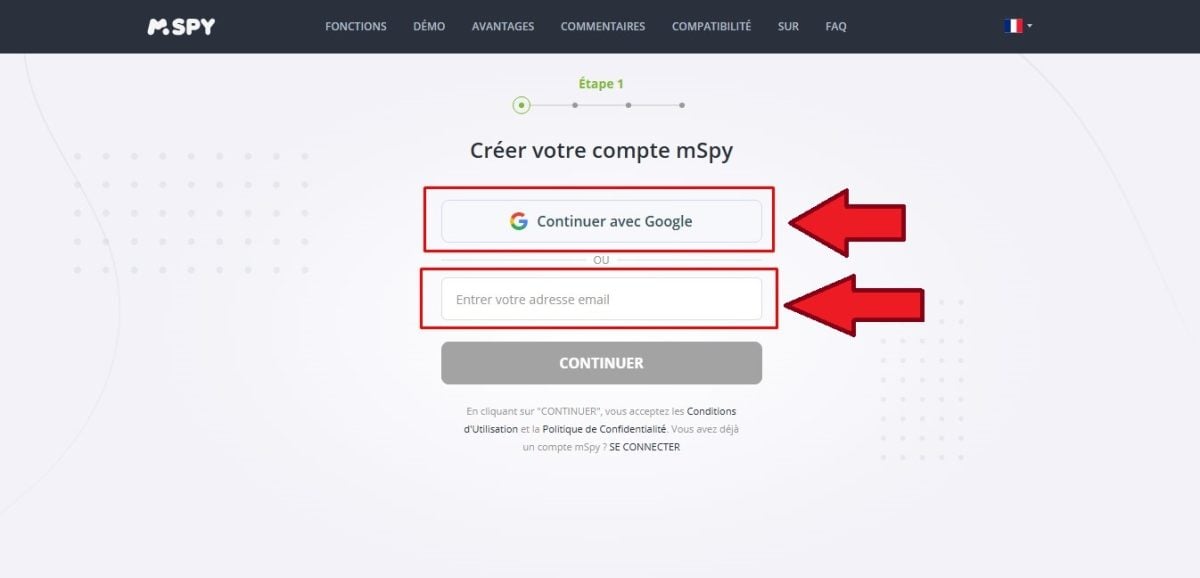 Aggiunta di un indirizzo e-mail a mSpy