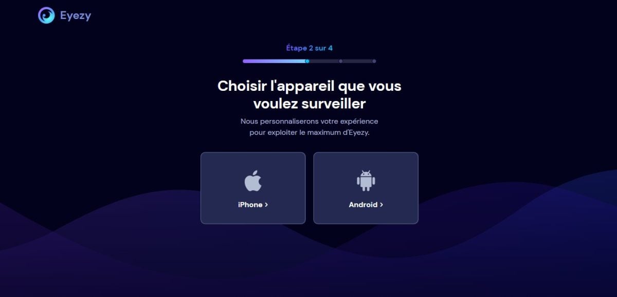 Scelta del tipo di dispositivo da monitorare sull'Eyezy