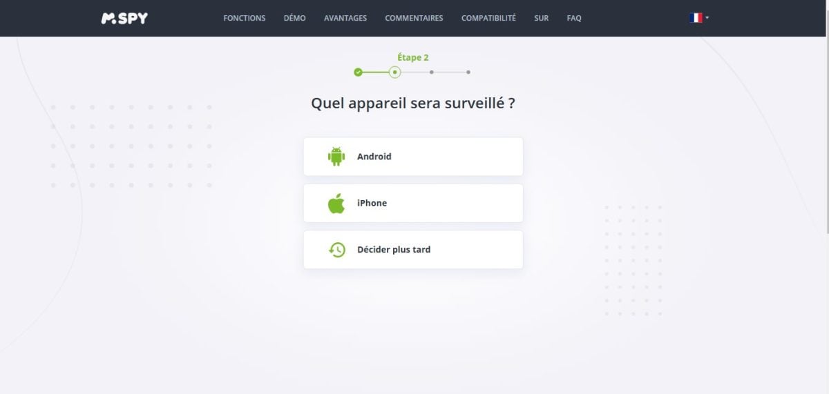 Scelta del dispositivo da monitorare su mSpy