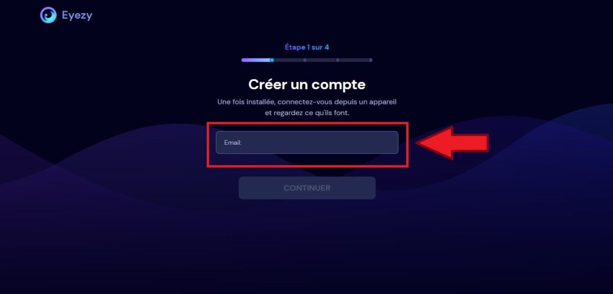 Campo per l'indicazione dell'indirizzo e-mail nell'Eyezy