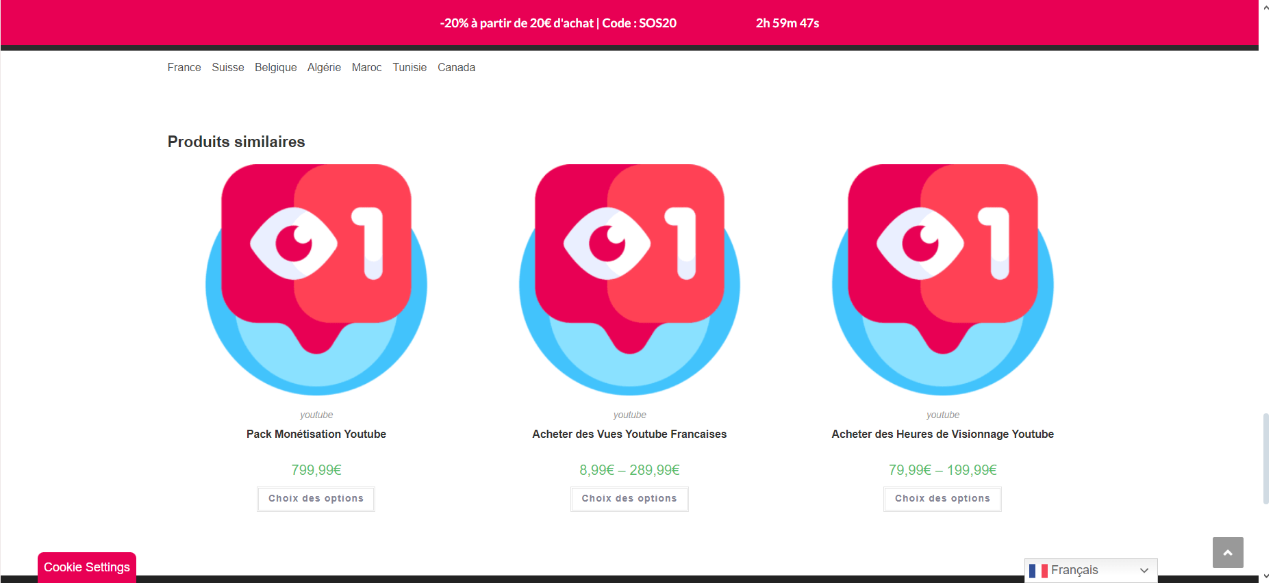 Here's an overview of Sosvues' services for YouTube