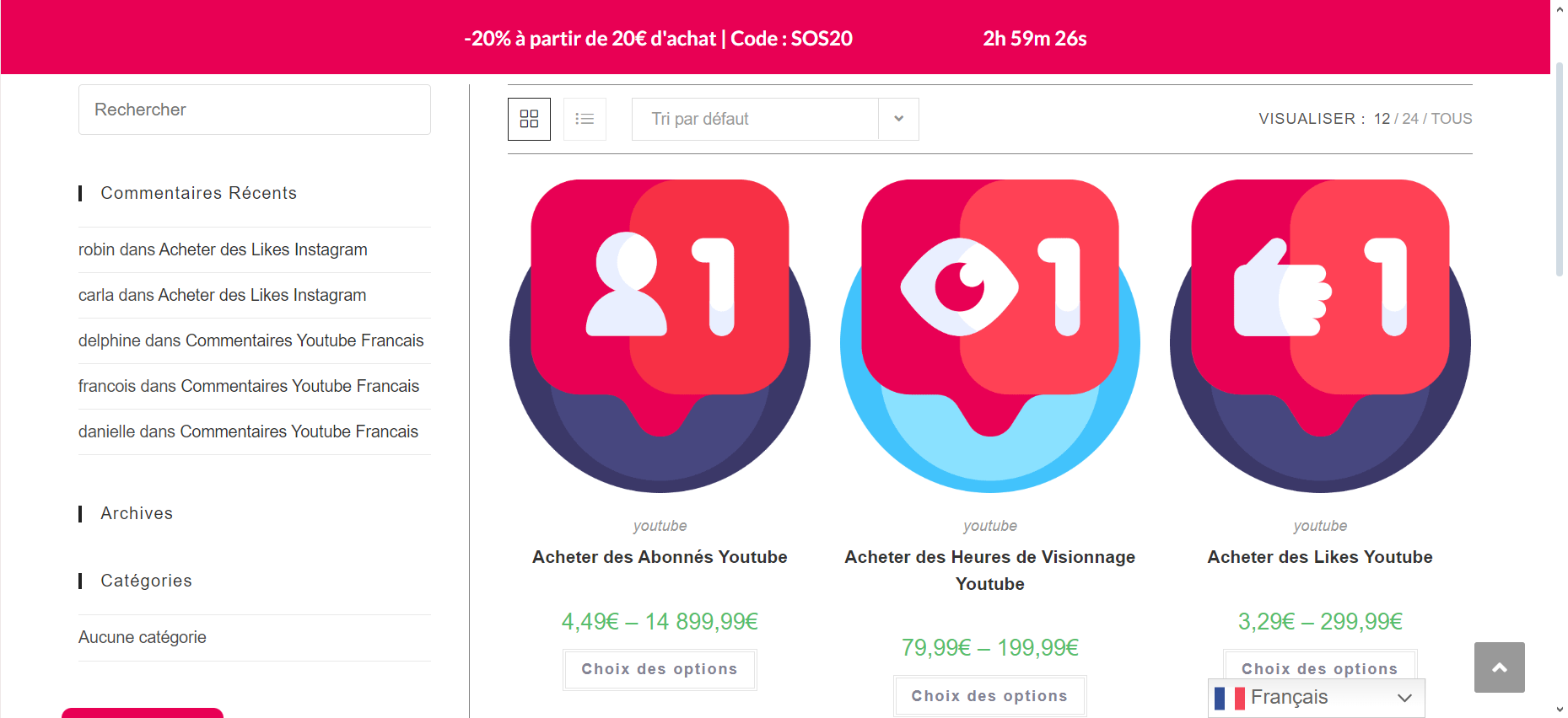 He aquí una visión general de los servicios ofrecidos por Sosvues para YouTube.