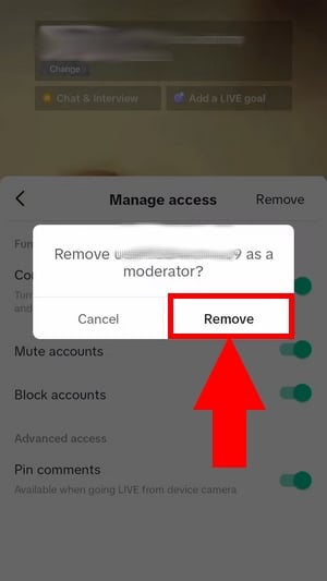Menghapus moderator TikTok