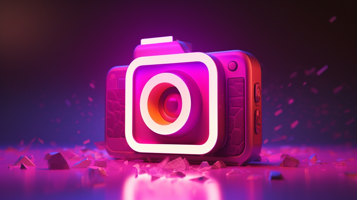 Illustrazione dell'immagine di una fotocamera a forma di logo di Instagram