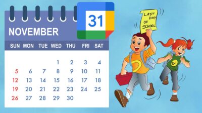 Ilustração do calendário de férias escolares no Google Calendar