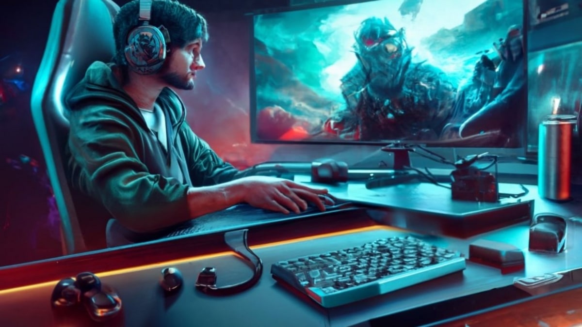 Illustration af en spiller, der koncentrerer sig om sin skærm