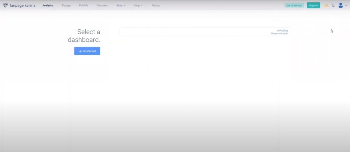 Tableau de bord pour analyser un profil Instagram sur Fanpage Karma
