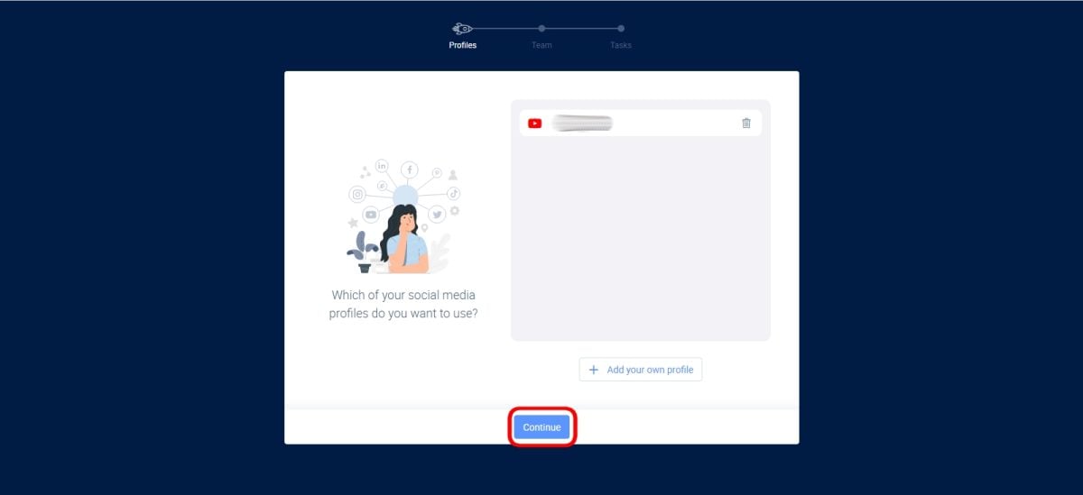 Cliquer sur Continuer dans Fanpage Karma 