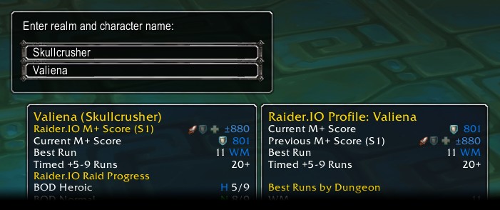 Image Raider.IO In-Game Character Search.