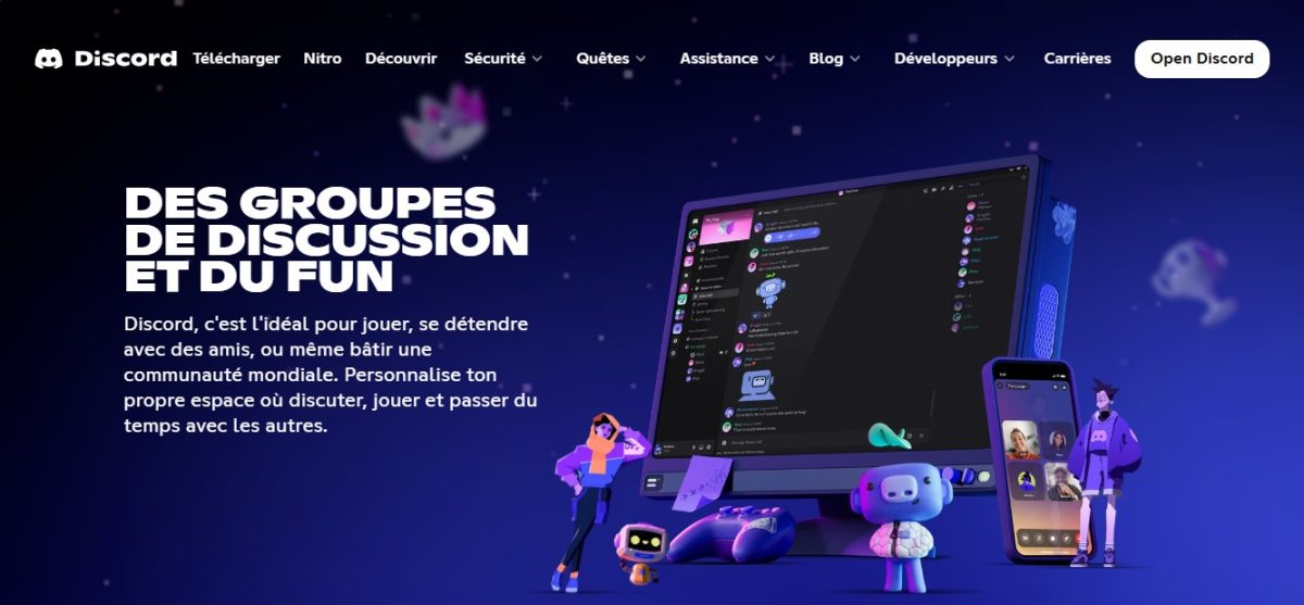 Discordのコンピュータ上のメインインターフェース