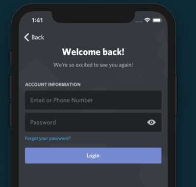 Screen of the Discord login page 