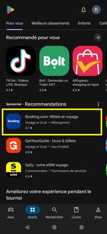 Eine App im Play Store suchen.