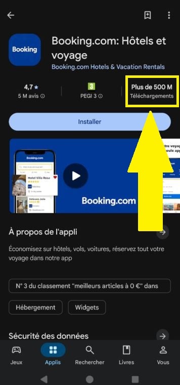 Die Anzahl der Downloads einer App im Play Store abrufen. 