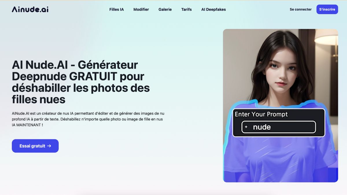 Captura de pantalla de la interfaz de la plataforma Nude AI