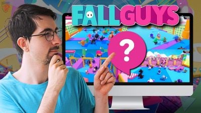 Ilustração do jogo em ecrã dividido em Fall Guys