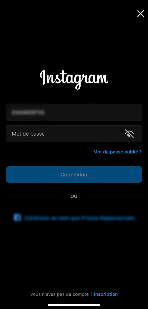 Bild, das den Schritt zum Hacken eines Instagram-Kontos über die Technik "Passwort vergessen" illustriert. Geben Sie die Telefonnummer des Ziels ein