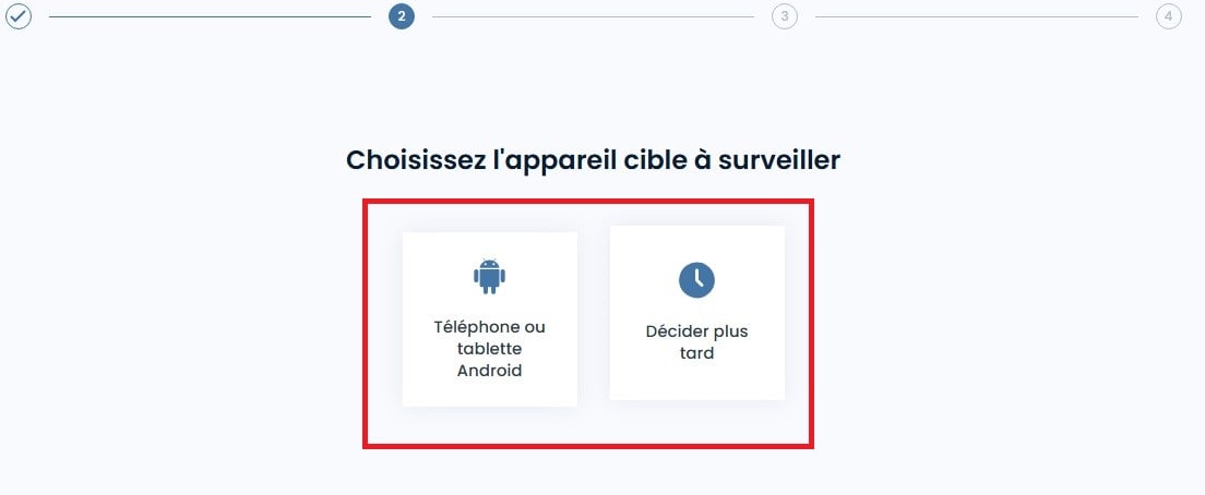 Screenshot du choix de l'appareil à surveiller sur Umobix