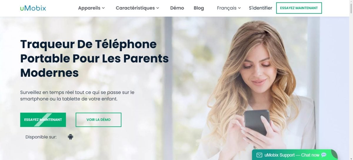 Voici un aperçu de la page d'accueil d'Umobix.