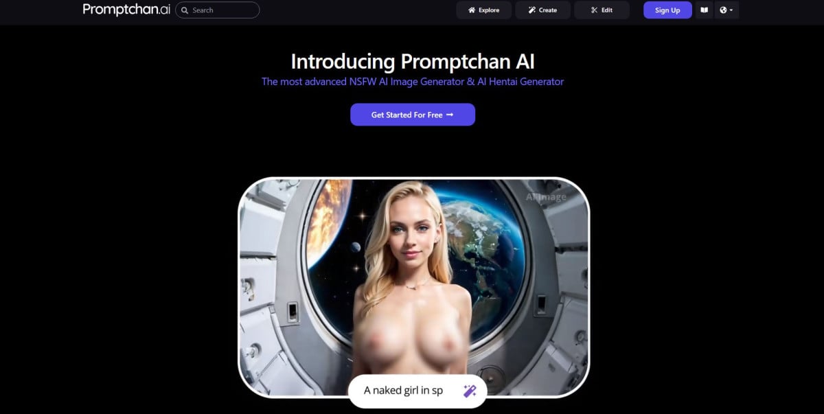 Promptchan ai 界面示意图