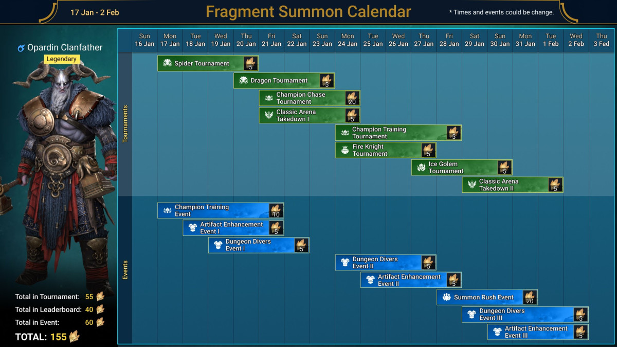 Ilustración del calendario de la fusión