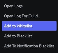 Añadir a la lista blanca opción en Discord
