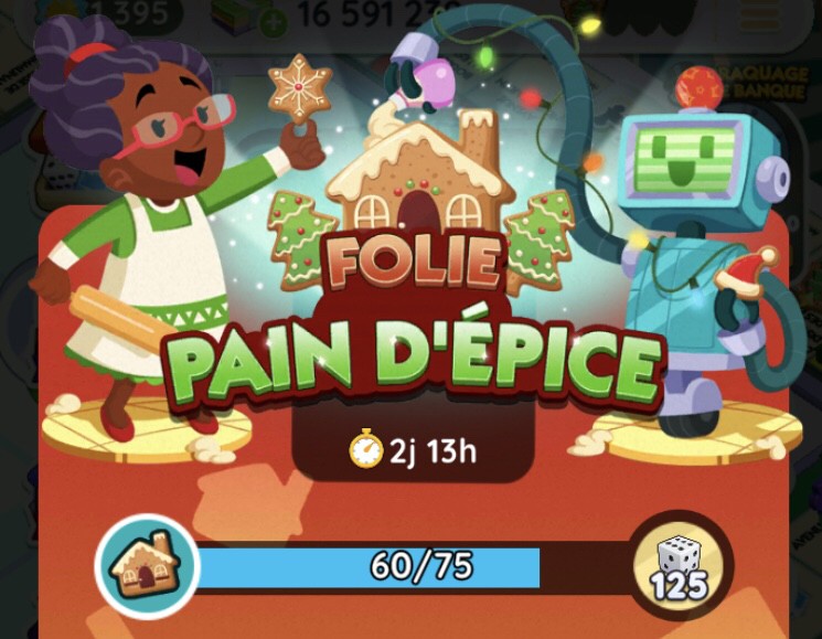 Illustration en image de l'événement Folie Pain d'épice dans Monopoly Go