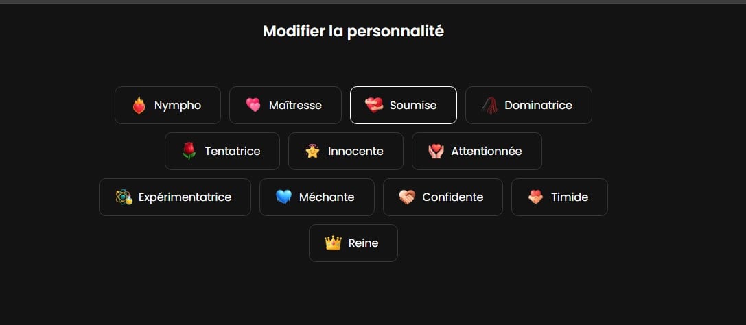 Типы личности, представленные на Candy.ai