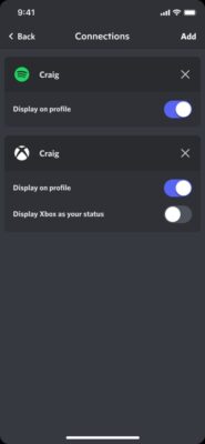 Bildliche Darstellung des Schritts "Angemeldetes Xbox-Konto und Aktivität als Status auf dem Handy anzeigen".