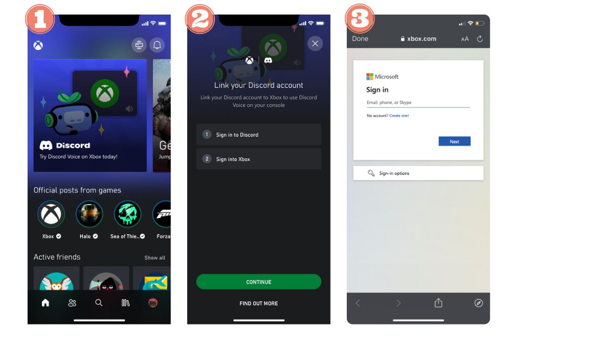 Illustration of Discord account connection from Xbox to Xbox app
