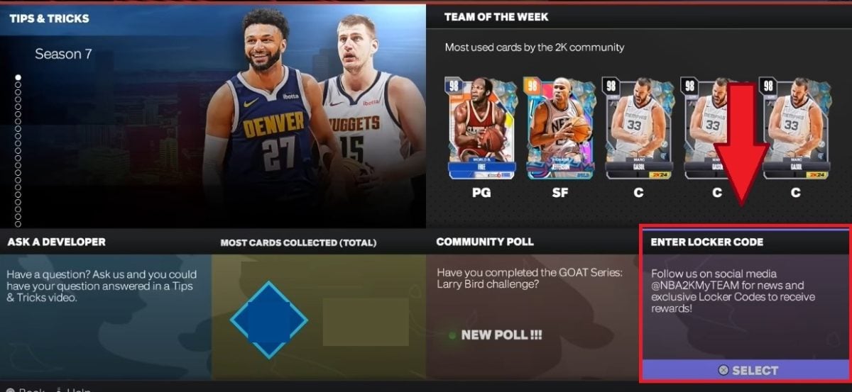 Opsi kode ruang ganti di NBA 2k24