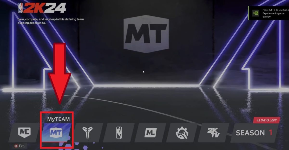 Opsi MyTEAM pada menu utama di NBA2K24