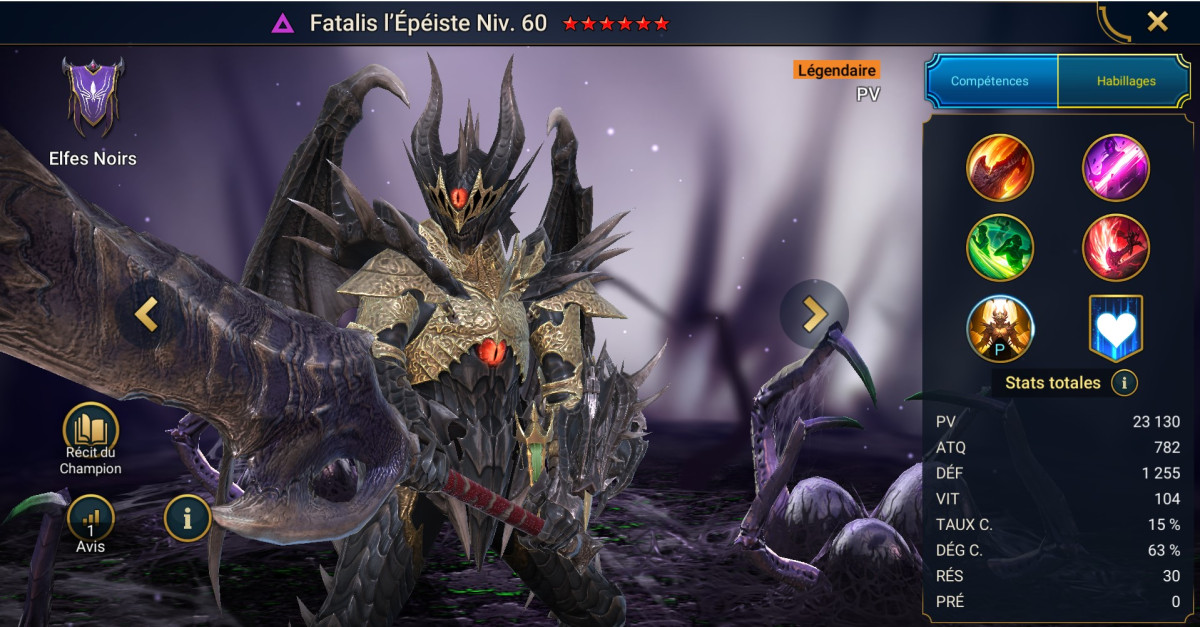Mastery, grace and artifact guide on Fatalis l'Epeiste (Fatalis Blademaster) on RSL 