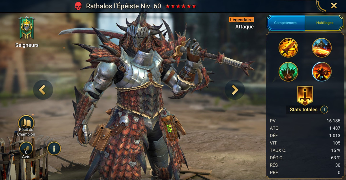 Mastery, grace and artifact guide on Rathalos l'Epeiste (Rathalos Blademaster) on RSL 