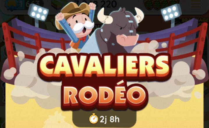Ilustración del evento Rodeo Riders en Monopoly Go