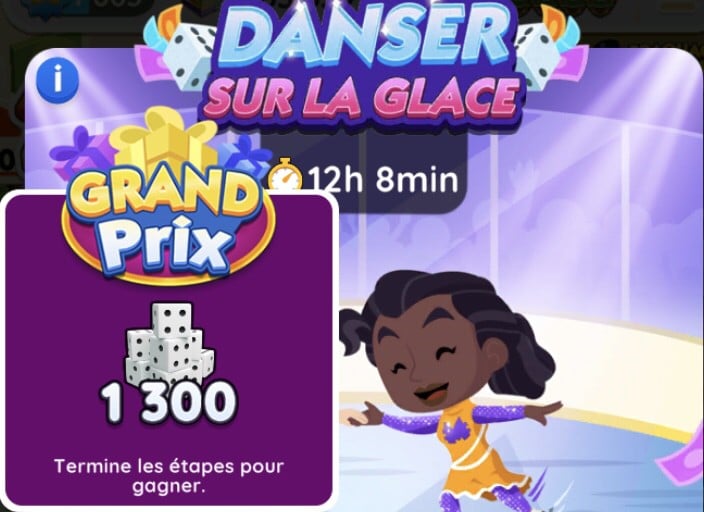 Ilustración del premio final del evento Dancing on Ice en Monopoly Go