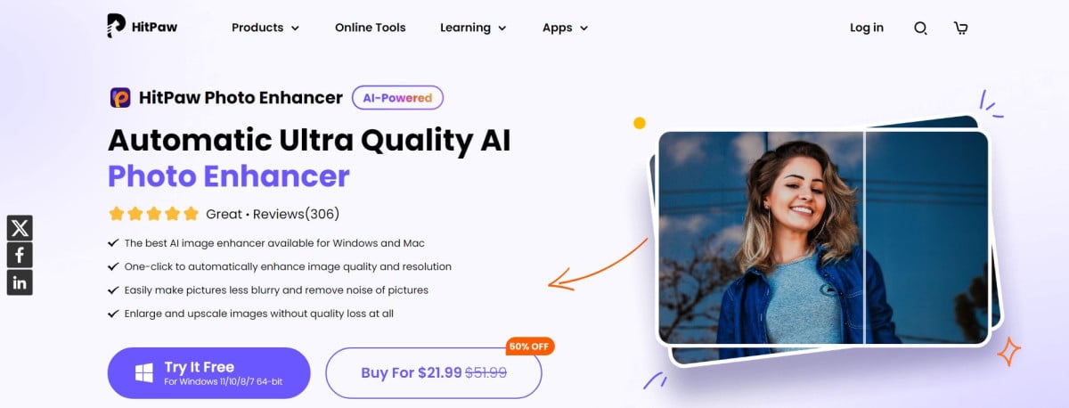HitPaw Photo Enhancer Homepage