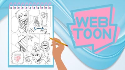 Gambar yang mengilustrasikan pembuatan webtoon