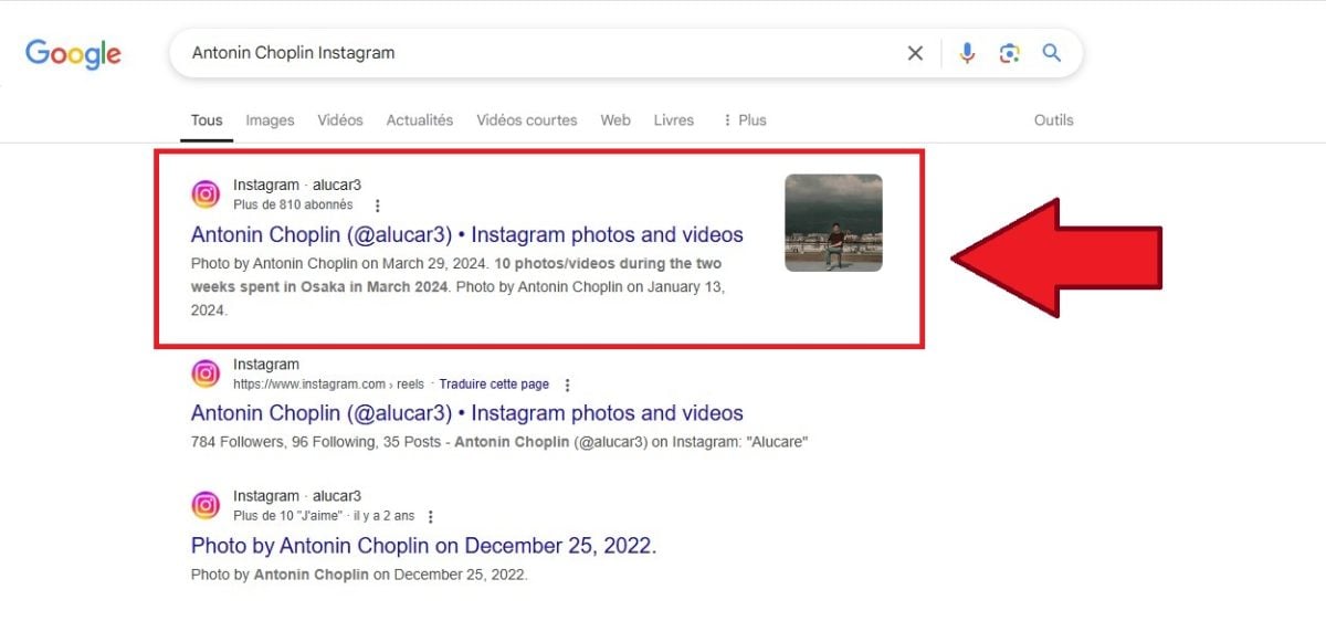 在 Google 上搜索 Instagram 账户