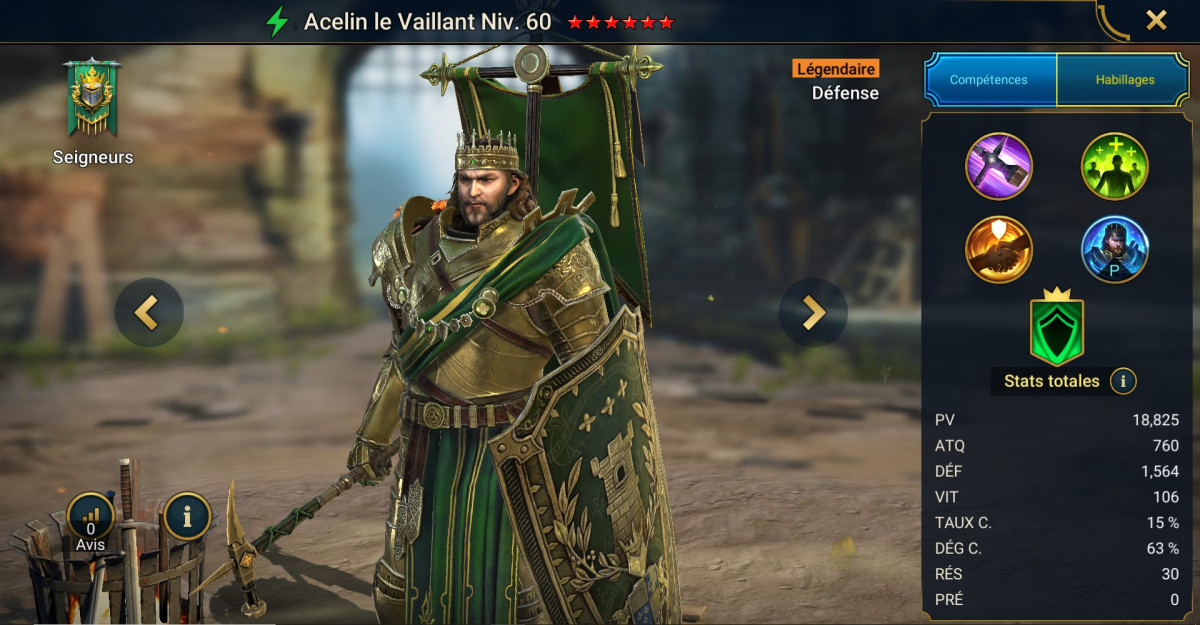 Mastery, grace and artifact guide on Acelin le Vaillant (Acelin the Stalwart) on RSL 