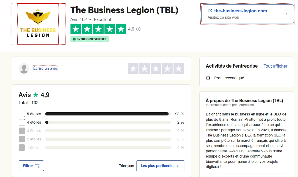 Trustpilot The business Legion TBL