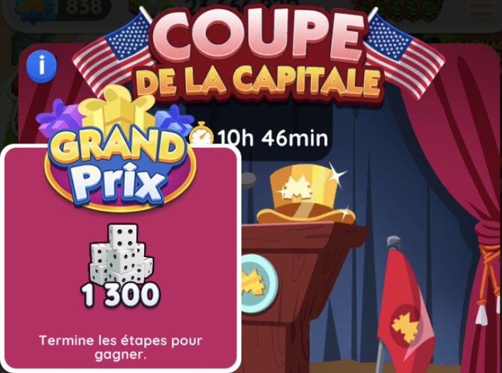 Ilustración del premio final del torneo Coupe de la Capitale en Monopoly go
