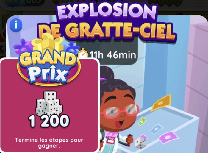 Illustration en Image du prix final du tournoi Explosion de Gratte-ciel dans Monopoly Go