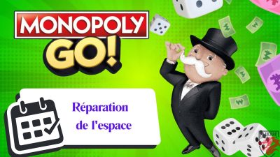 Bildillustration des Ereignisses Weltraumreparatur in Monopoly Go.