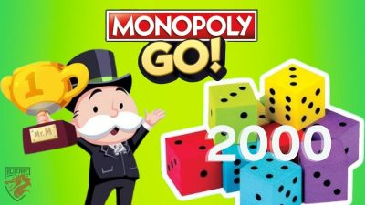 Image illustration for our article "Link to 2000 free Monopoly Go dice".