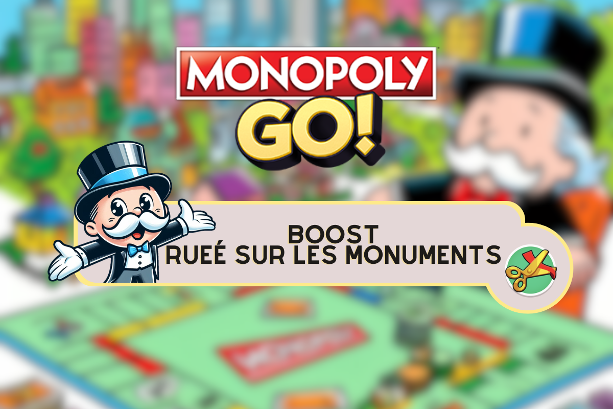 Ilustración de Monopoly GO para el impulso de Monument Rush