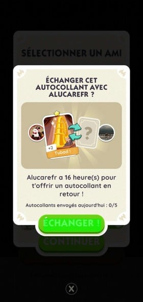 Illustration de l'étape 5 de l'échange de cartes Monopoly GO