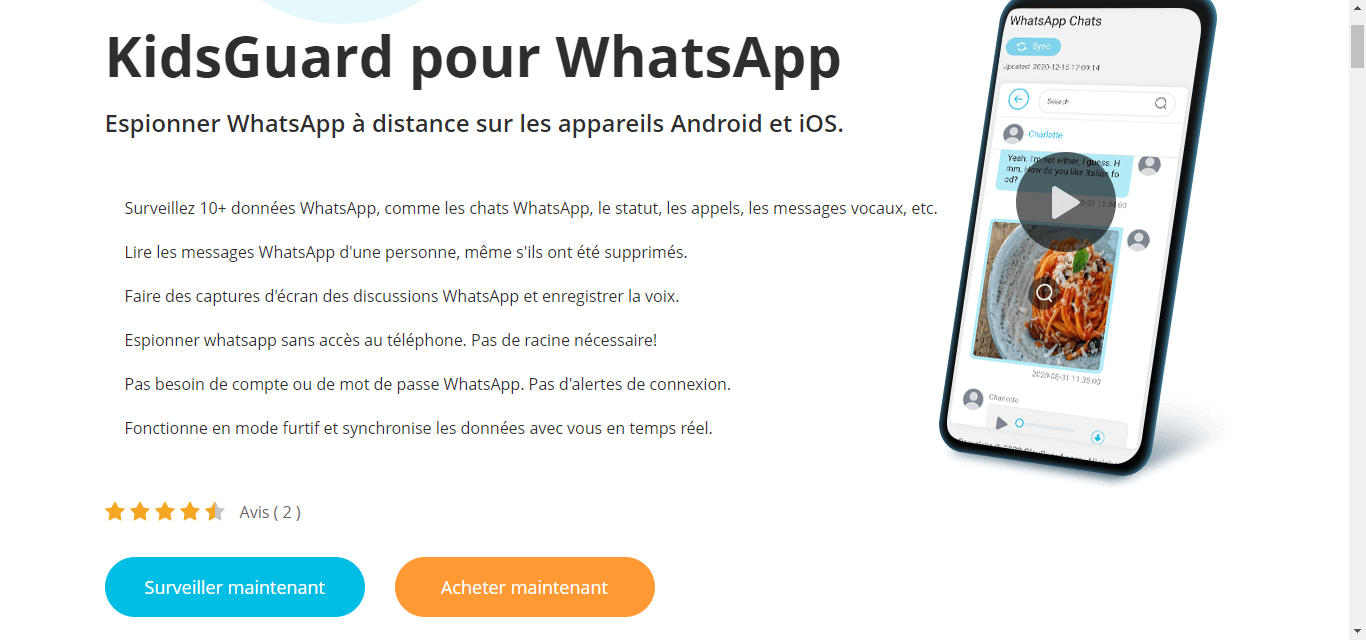 Illustration vous montrant les informations sur KidsGuard WhatsApp